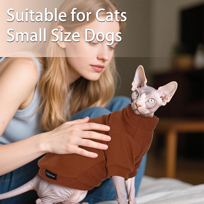 Fleece Sphynx Cat Clothes Soft Hairless Cat Clothes Pullover Cat Sweater - Image 3