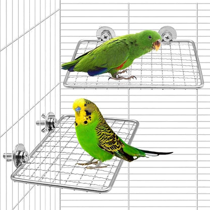 BNOSDM Bird Perch Platform 2 Pcs Stainless Steel Grid Parrot Perches Stand by BNOSDM