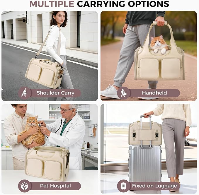 Dog, Cat Carrier for Pets Up to 15 Lbs, Airline Approved Collapsible Soft-Sided - Image 6