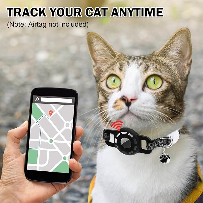 Airtag Cat Collar Breakaway, Stretchy Cat Tracker Collar - Image 2