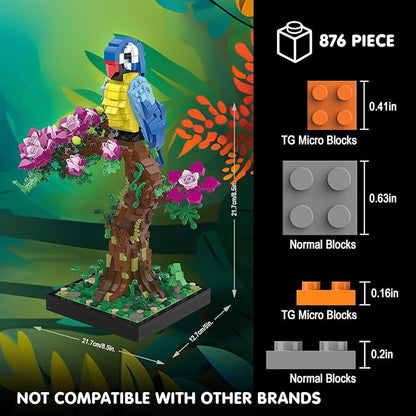 Micro Brick Flower Parrot Toy Building Sets, Home Decor and Office Art Creative - Image 2