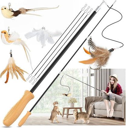 ROSAUI Cat Teaser Wand Toys, Interactive Bird Toys by ROSAUI
