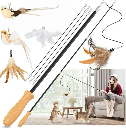 ROSAUI Cat Teaser Wand Toys, Interactive Bird Toys by ROSAUI