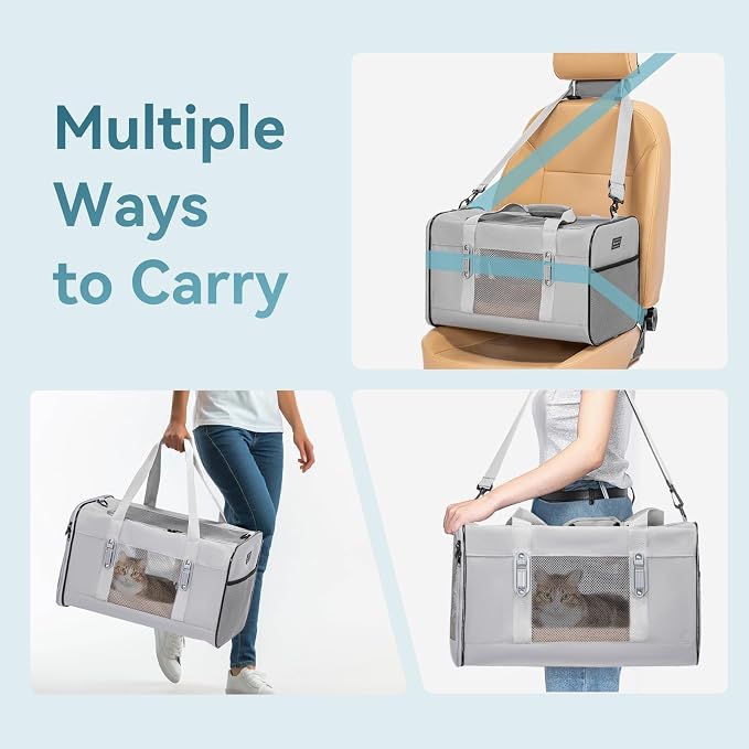 Petsfit Travel Pet Carrier for Large Cats, Soft-Sided Dog Car Travel Carrier - Image 7