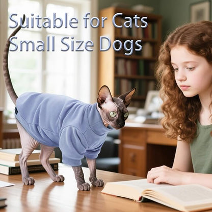 Fleece Sphynx Cat Clothes Soft Hairless Cat Clothes Pullover Cat Sweater - Image 3