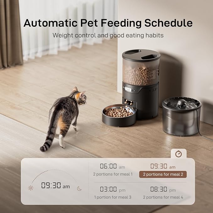 Automatic Cat Feeder and Water Fountain: 3L Timed Precise Cats Food Dispenser& - Image 2