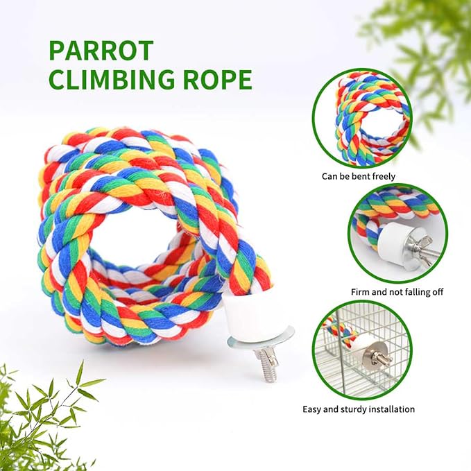 31.5-Inch × 0.8-Inch Diameter Nipple Style Bird Rope Perch, Bird cage - Image 3