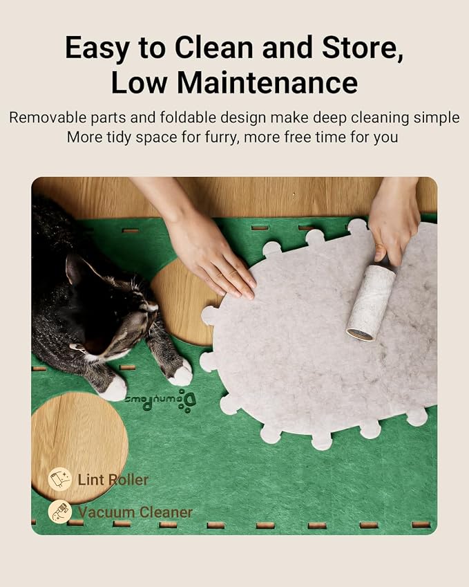 DownyPaws Cat House for Indoor Cats, 2-Storey Foldable Cat Bed Cave, Felt Cats - Image 7