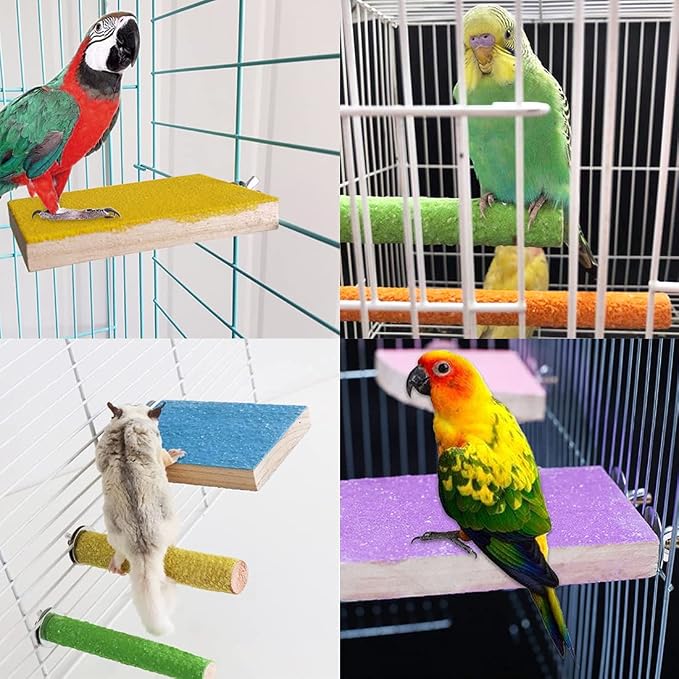 Hamiledyi 5 Pcs Parrot Perch Stand Natural Wood Bird Perch Stand Platform Paw - Image 2