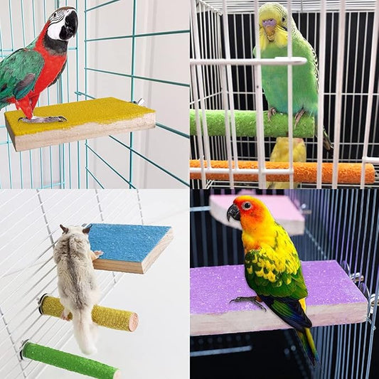 Hamiledyi 5 Pcs Parrot Perch Stand Natural Wood Bird Perch Stand Platform Paw - Image 2