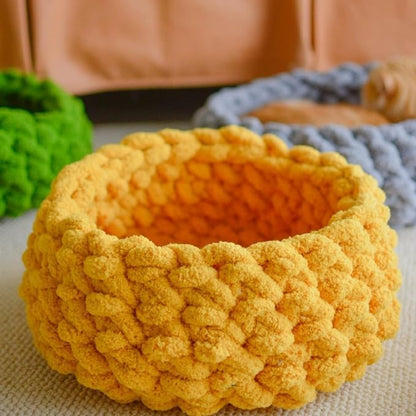 Cat Nest Bed - Premium Self Warming Handwoven Washable Extra Soft Round Cave - Image 3
