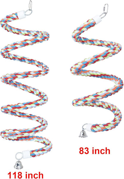 Rope Bungee Perch Bird, 118inch Kintor Pure Natural Colorful Bead Cage Chewing - Image 2
