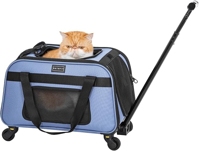 Petsfit Pet Carrier with Wheels, Rolling Cat Carrier by Petsfit