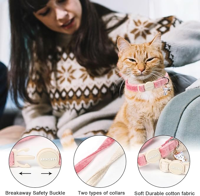 ARING PET 2 Pack Cat Collar-Cute Cotton Cat Collar - Image 2