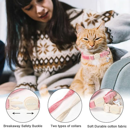 ARING PET 2 Pack Cat Collar-Cute Cotton Cat Collar - Image 2