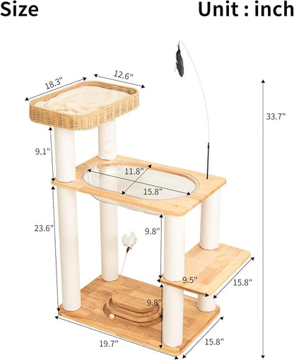 Wood Cat Tree for Large Cats, Modern Cat Tree Tower - Image 11