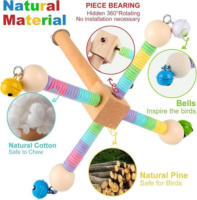 Bird Perch Toy, 360°Interactive Rotating Bird Perches - Image 4