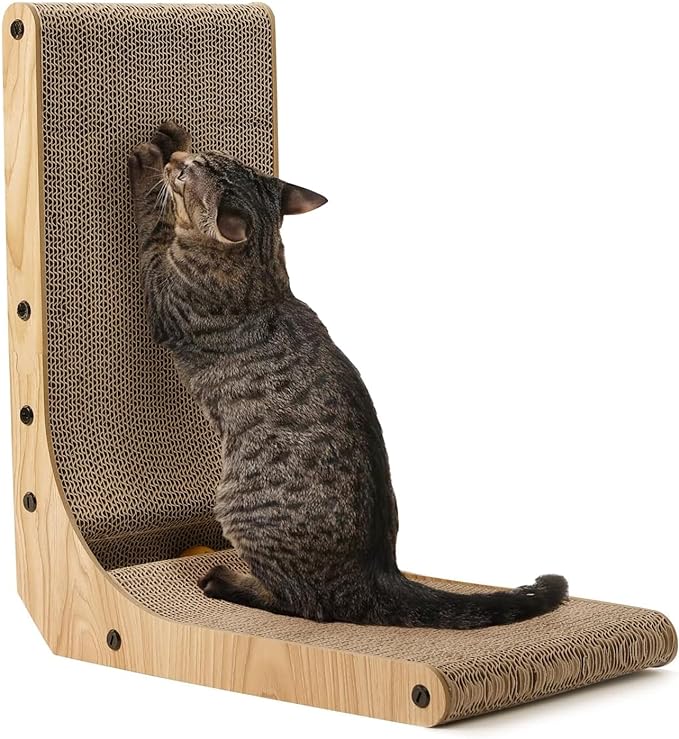 FUKUMARU Cat Scratcher, 18.7 Inch L Shape Cat Scratch Pad Wall Mounted by FUKUMARU