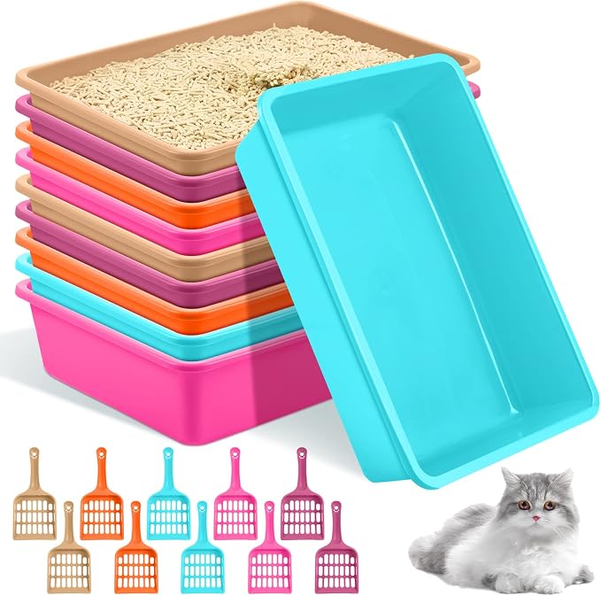 Amyhill 10 Pcs Open Cat Litter Box Kitten Litter Pan by Amyhill