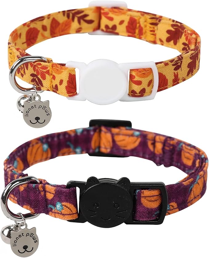 Lionet Paws 2pcs Pack Cotton Cat Collar, Breakaway Buckle by lionetpaws