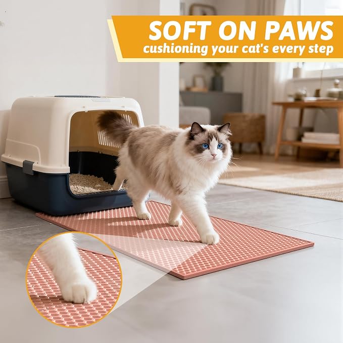 Pieviev Cat Litter Mat Double Layer Waterproof Urine Proof Trapping Mat 1 Pack) - Image 4