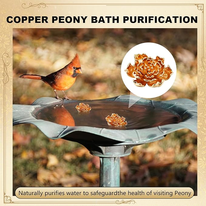 4 Pcs Mini Peony Shape Copper Bath Disk Ornaments Brass Bird Bath Purification - Image 6