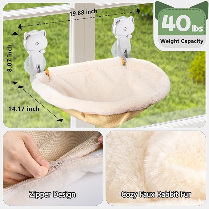 Cat Window Perch Cordless, Foldable & Stable Cat Beds- Breathable Cat Window - Image 5