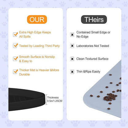 100% Waterproof 0.5" Raised Edge BPA Free Silicone Dog Food Mat, Pet Cat - Image 6
