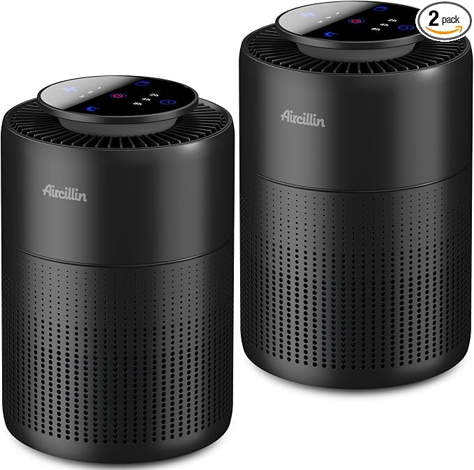 2 Pack Air Purifiers for Home Bedroom H13 True HEPA Air Filter Cleaner by Aircillin