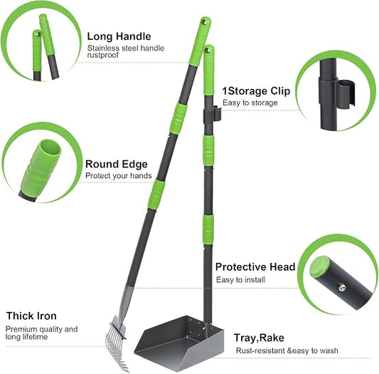 Niubya Pooper Scooper for Dogs, Metal Poop Scooper Tray and Rake Set - Image 2