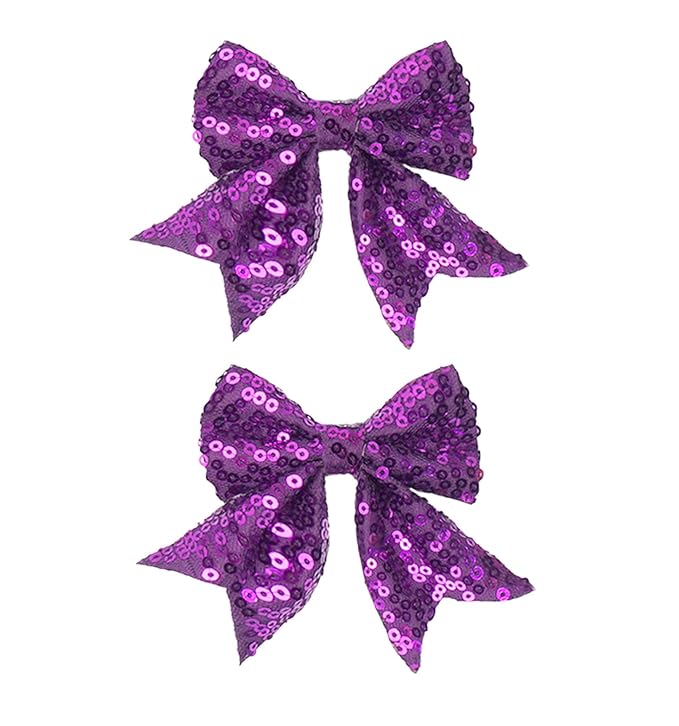 3-inch Sequined Bow Hair Clips For Baby Girls, Kids and Young Women Birthday by Koolgil
