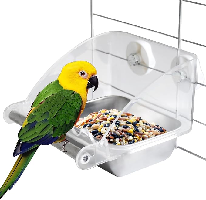 Bird Feeder for Cage, Parakeet Cage Feeder No Mess Bird Dish by MUYG