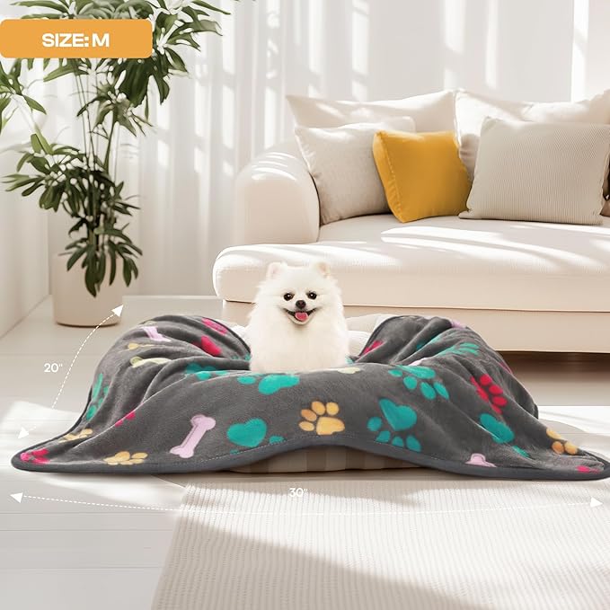 Luciphia 1 Pack 3 Blankets Fluffy Premium Fleece Pet Blanket Flannel Paw - Image 6