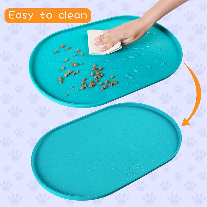 100% Waterproof 1.0" Raised Edge BPA Free Silicone Dog Food Mat, Pet Cat - Image 4