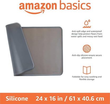 Amazon Basics Waterproof Anti-Slip Silicone Pet Food and Water Bowl Mat - Image 2