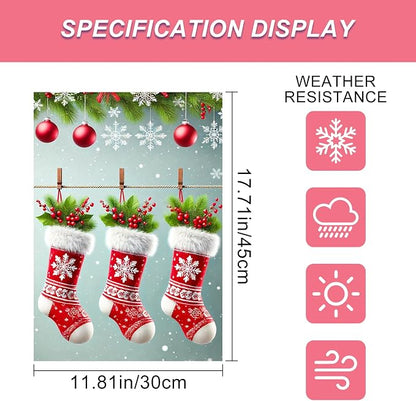 Christmas Garden Flag Three Stockings Winter Garden Flag 12x18 Inch Double - Image 3