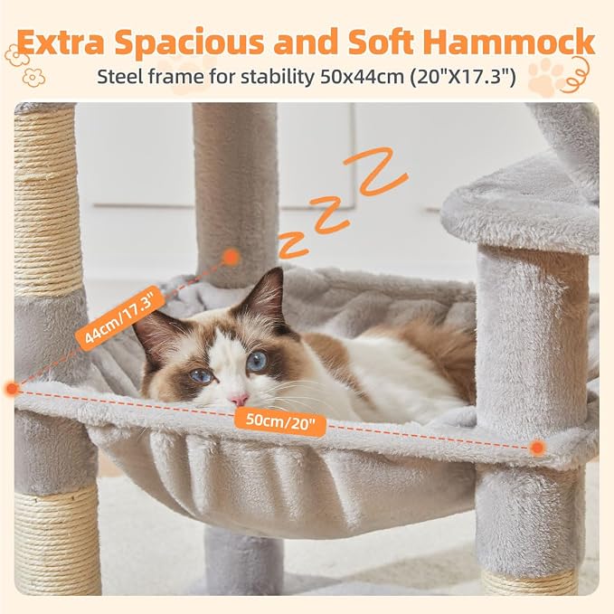 Taoqimiao Cat Tree 57.5-Inch, Cat Tower - Image 4