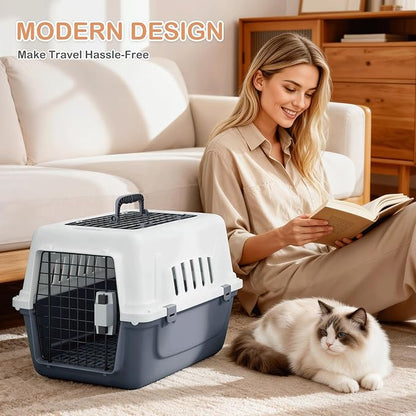 MoNiBloom 22-Inch Dog Crate Plastic 2-Door Top Loading Cat Carrier, Hard-Sided - Image 5