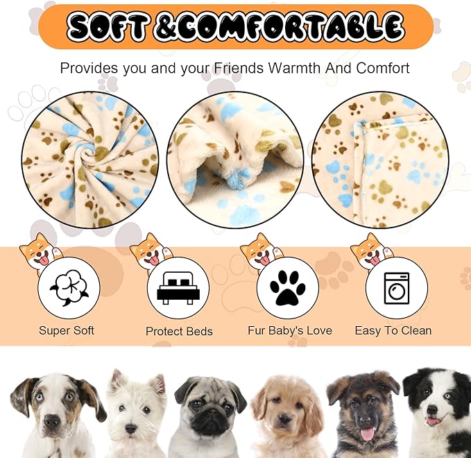 Rezutan Dog Blanket for Large Dogs, Upgraded 3 Pack Dog Cat Flannel Blankets - Image 2