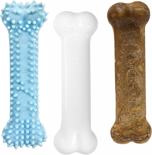 Nylabone New Puppy Starter Kit, Chew Toys & Natural Chew Treat by Nylabone