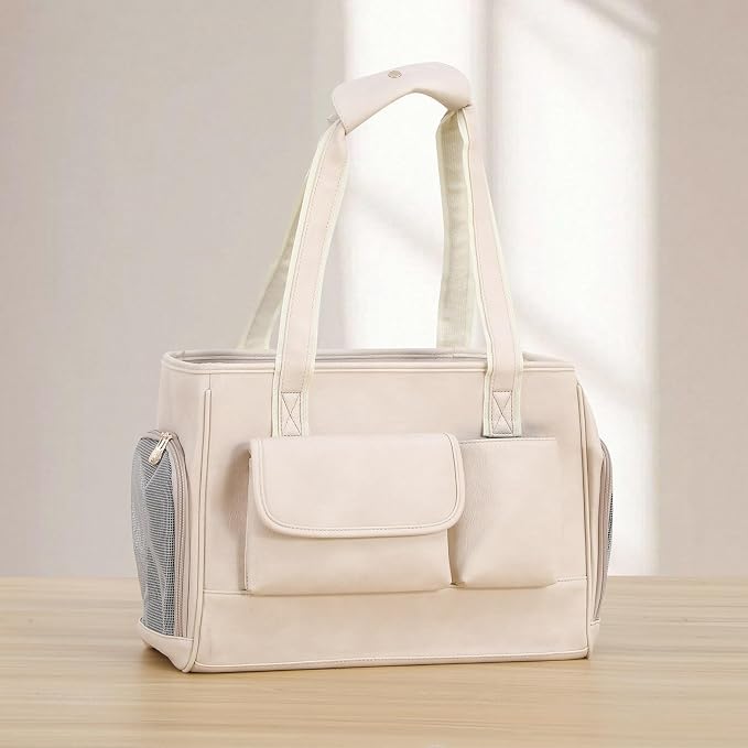 Dog Carrier Purse, Fashion Leather Pet Carrier Bag, Airline Approved Soft Sided - Image 7