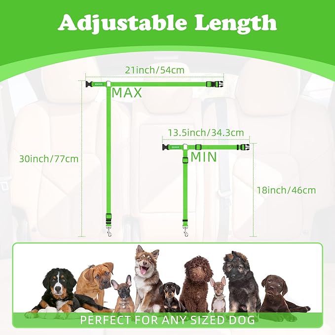 BWOGUE Pet Dog Cat Seat Belts, Car Headrest Restraint Adjustable Safety Leads - Image 4