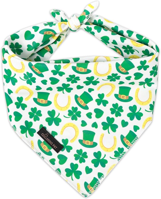 ARING PET St Patrick's Day Dog Bandana, Cute Green Shamrocks Pet Bandanas Scarf by ARINGPET