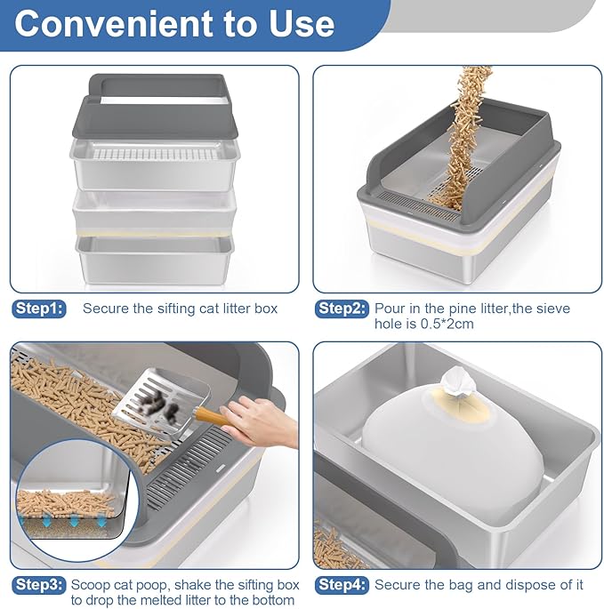 XXXL Stainless Steel Sifting Litter Box - Image 7