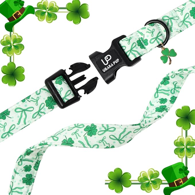 St. Patrick's Day Dog Collar, UP URARA PUP Shamrock Adjustable Pet Collar - Image 4