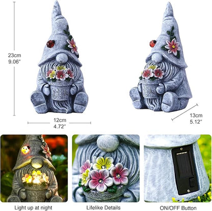 Goodeco Sitting Gnome Holding Flower Statue - Image 4