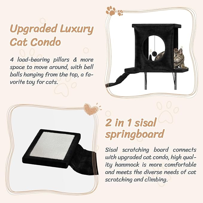NUNU LAB 14-in-1 Cat Wall Shelves Set, Wall-Mounted Cat Climber - Image 3