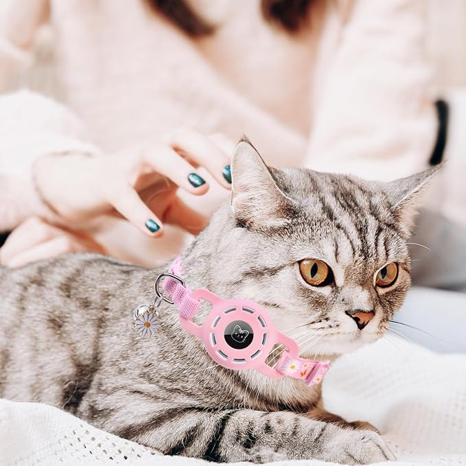 BINGPET AirTag Cat Collar with Bells, Upgraded Safety Elastic Collar with - Image 7