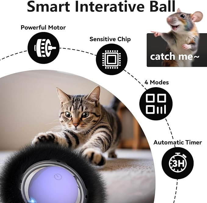 ORSDA Cat Toys for Indoor Cats, Interactive Activated Moving Ball in 7 Holes Mat - Image 4