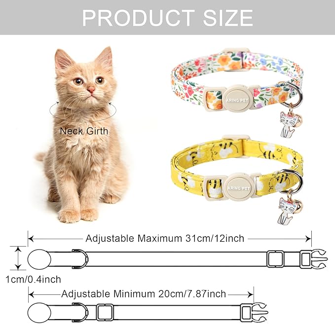 ARING PET 2 Pack Cat Collars-Cute Breakaway Cat Collar - Image 5